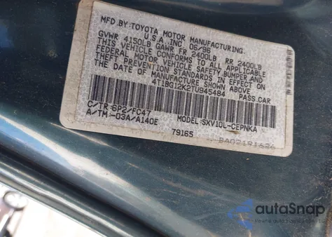 1996 Toyota Camry Dx/Le/Xle из США, поврежденный, VIN 4T1BG12K2TU945484